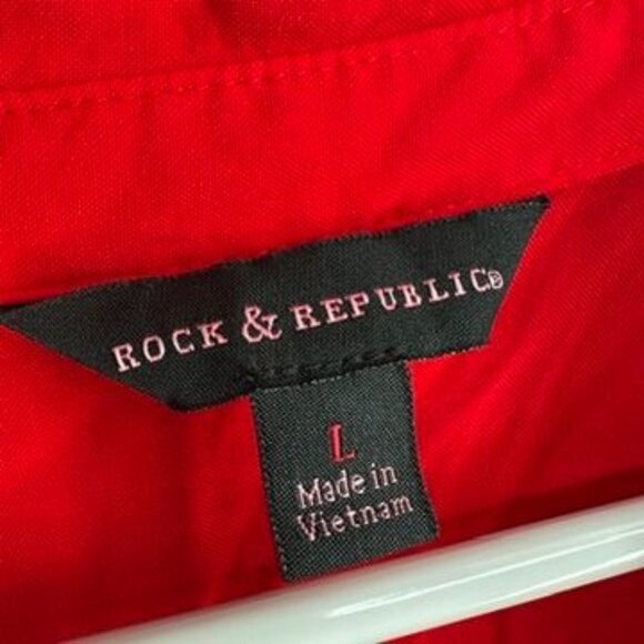 Ladies Rock & Republic Red Hot Long Sleeve Button Up Blouse Size Large - Picture 2 of 9